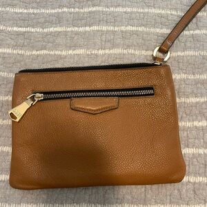 Aimee Kestenberg Pebbled leather wristlet honey brown